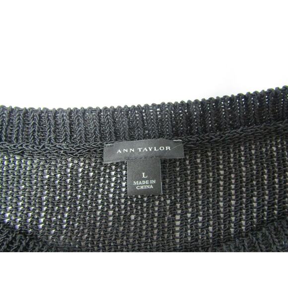 Anne Taylor Black Cable Knit Sweater size L Coastal Nautical Boho Y2K 90s VTG - Picture 3 of 8